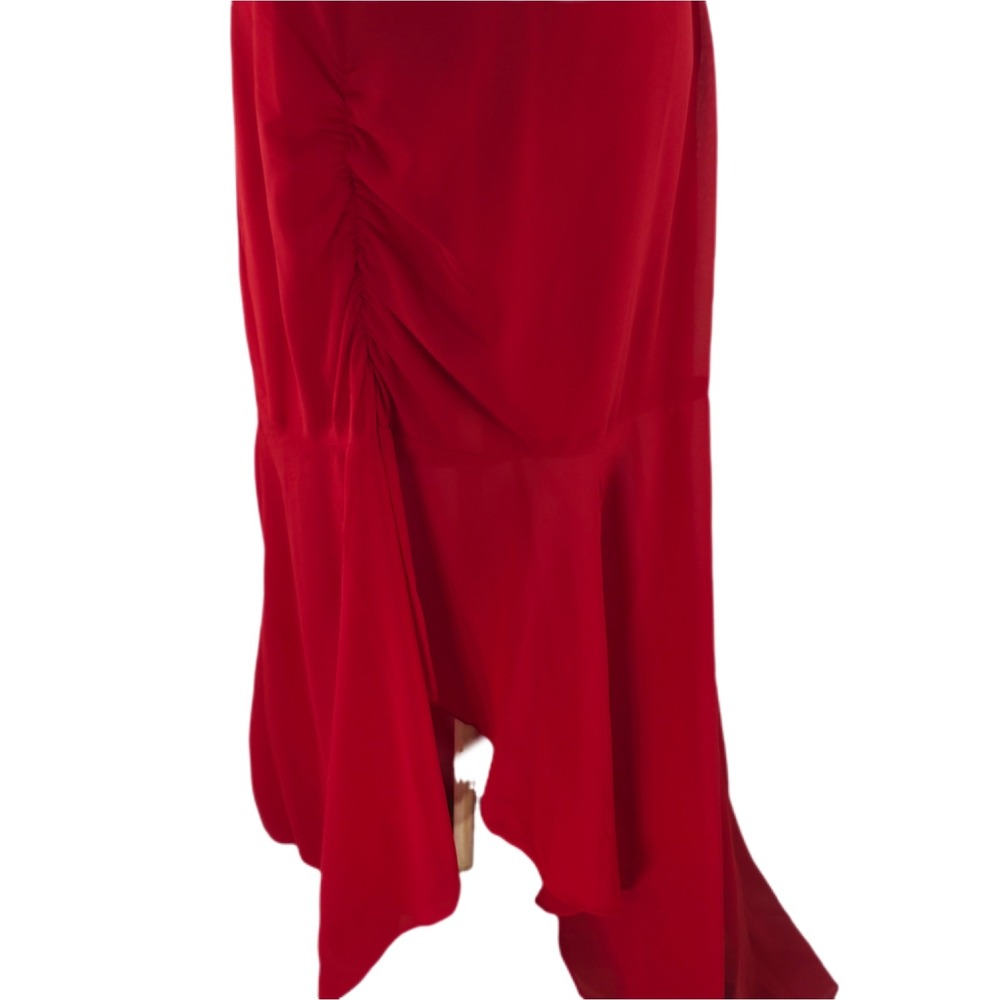 Lulus Maxi Dress Womens L Red Ruched High-Low Hem Square Neck Adjustable Straps‎ - Picture 16 of 16
